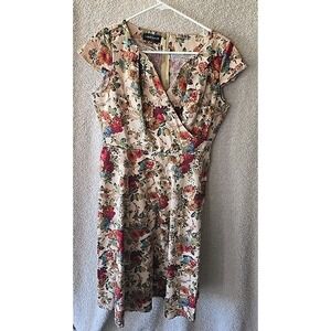 Mint Limit Womens Dress Sz XL V-Neck Short Sleeves Brown Floral BOHO Cottagecore